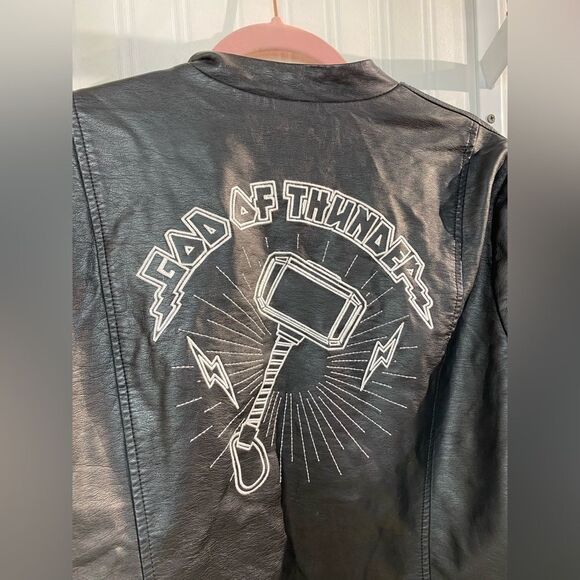 Torrid Her Universe Marvel Thor Black Embroidered Moto Jacket Thunder God Sz 1 - Picture 6 of 6